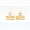 Brass Micro Pave Clear Cubic Zirconia Cuff Earrings EJEW-F370-09G-1