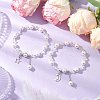 2Pcs Shell Pearl & Glass Round Beaded Bracelets BJEW-JB11857-1