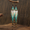 Bohemian Style Handmade Beaded Rhombus Tassel Dangle Earrings DI0122-1