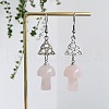 Natural Rose Quartz Mushroom with Sailor's Knot Dangle Earrings for Women MUSH-PW0001-053C-1