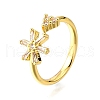Brass Micro Pave Clear Cubic Zirconia Cuff Rings for Women RJEW-H247-18G-4