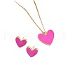 Heart Alloy Enamel Pendant Necklaces & Stud Earrings Sets FS-WGC1033-02-3