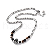 Natural Mixed  Gemstone with 201 Stainless Steel Necklaces NJEW-Q334-01B-1