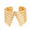PVD Vacuum Plating 304 Stainless Steel Letter V Open Cuff Ring RJEW-G316-12G-2