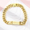 304 Stainless Steel Cuban Link Chain Bracelets for Women Men BJEW-R018-01G-3
