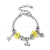 Brass European Beads Charm Bracelets BJEW-JB11586-01-2