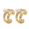 C-Shaped Brass Micro Pave Clear Cubic Zirconia Cuff Earrings EJEW-Z111-04G-02-4