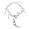 Moon Star Alloy & Silver Color Plastic Imitation Pearl Big Pendant Necklaces for Women FS-WG21961-01-5
