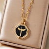 Fashionable Brass Enamel Hexagon with Sword Wing Pendant Necklaces WA4173-5