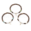 3Pcs 3 Colors 304 Stainless Steel Cross Charm Bracelets BJEW-JB11561-2