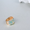 Tree Pattern Alloy with Rhinestone Enamel Finger Rings FS-WG83F61-03-3