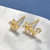 Flower Brass Micro Pave Clear Cubic Zirconin Stud Earrings EJEW-D318-05G-2