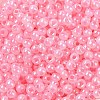 6/0 Opaque Colours Rainbow Plated Round Glass Seed Beads SEED-T006-04D-07-3