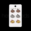 Wood Stud Steel Needle Earrings EJEW-U016-02P-01-1