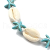 Natural Shell & Synthetic Turquoise Starfish Beaded Necklace with 304 Stainless Steel Clasps X-NJEW-TA00107-01-3