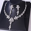 Flower Brass Rhinestone Pendant Necklaces & Stud Dangle Earrings FS-WG58BAB-06-1
