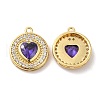 Brass Micro Pave Cubic Zirconia and Glass Pendants KK-Q772-11G-1