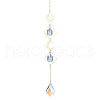 Wire Wrapped Nuggets Natural Quartz Rhombus Hanging Ornaments HJEW-JM02395-1