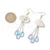 Glass & Natural Shell Dangle Earrings EJEW-MZ00384-3