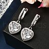 925 Sterling Silver Micro Pave Cubic Zirconia Dangle Hoop Earrings EJEW-F371-01C-01-5