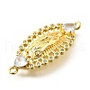 Brass Pave Clear Cubic Zirconia Religion Connector Charms KK-Q066-13G-2