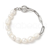 Natural Baroque Pearl Beaded Bracelet with 304 Stainless Steel Paperclip Chains for Women BJEW-JB08970-1