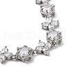 Noble Gift Ideas for Lady Platinum Plated Brass Micro Pave Cubic Zirconia CZ Flower Link Chain Bracelets BJEW-L471-01-2