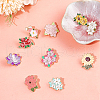 SUNNYCLUE 10Pcs 10 Styles Creative Flower Zinc Alloy Brooches JEWB-SC0001-47-4