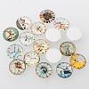 Clock Printed Glass Cabochons GGLA-A002-25mm-YY-2