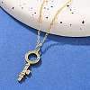 Brass Micro Pave Cubic Zirconia Ring Key Pendant Necklaces for Women NJEW-R027-03G-03-1