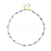 Natural Aquamarine & Rose Quartz & Amethyst Round Beaded Necklaces with 304 Stainless Steel Clasps NJEW-JN04408-1