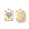 Rack Plating Alloy Glass Pendants PALLOY-P291-06G-2