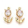 Brass Micro Pave Cubic Zirconia Pendants KK-N262-115B-G-1