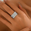 Brass Micro Pave Cubic Zirconia Finger Rings for Women YO5989-4-1