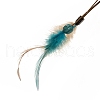 Iron Synthetic Turquoise Woven Web/Net with Feather Pendant Decorations AJEW-B016-02-4