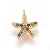 Golden Tone Brass Micro Pave Cubic Zirconia Charms ZIRC-L075-10A-G-2
