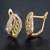 Leaf Brass Micro Pave Cubic Zirconia Hoop Earrings WG08CC9-03-2