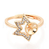 Star Brass Micro Pave Clear Cubic Zirconia Adjustable Ring Settings KK-T076-35G-2
