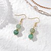 Round Natural Green Aventurine Dangle Earrings EJEW-JE06465-1