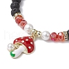 6mm Round Natural Lava Rock & Glass Braided Bead Bracelets BJEW-JB10667-4