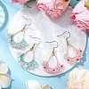 2Pairs Resin & Glass Seed Beads Teardrop Dangle Earrings EJEW-MZ00401-1