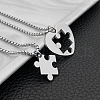 2Pcs 2 Styles Heart Puzzle 201 Stainless Steel Pendant Box Chain Couple Necklaces FS-WG816E6-06-1