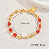 Classic Elegant Brass & Glass Oval Beads Link Bracelets for Women EL5843-5