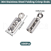 SOFPLATE 300Pcs 304 Stainless Steel Folding Crimp Ends STAS-SP0001-78-2
