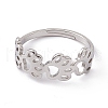201 Stainless Steel Hollow Out Dog Paw Prints Adjustable Ring for Women RJEW-K238-10P-1