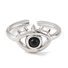 Natural Dyed & Heated Black Agate Finger Rings RJEW-F166-56P-2