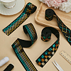 4 Yards 4 Styles Flat Polyester Elastic Cord with Laser Tartan/Stripe/Rhombus Paillettes OCOR-FG0002-81-5