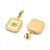 Rectangle with Star 304 Stainless Steel Rhinestone Pendant Decorations STAS-M092-05G-3