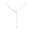 Adjustable Slider Natural Pearl Beaded Lariat Necklaces NJEW-TA00180-2