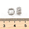 Flower Brass Micro Pave Clear Cubic Zirconia European Beads KK-V011-05P-2
